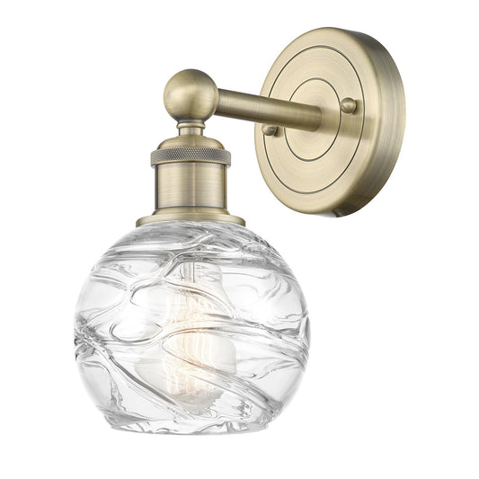 Innovations Athens Deco Swirl 6in 1-Light Wall Sconce | Industrial Antique Brass Steel and Clear Glass | Hallway & Bathroom | Model 616-1W-AB-G1213-6CL