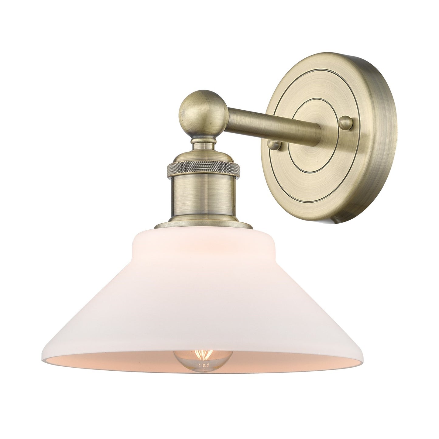 Innovations Orwell 1-Light Wall Sconce | Industrial Antique Brass Steel and Matte White Glass | Entryway & Hallway Accent Light | Model 616-1W-AB-G131