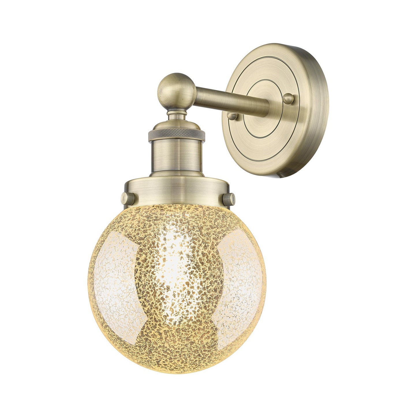 Innovations Beacon 6in 1-Light Wall Sconce | Industrial Antique Brass Steel and Mercury Glass | Hallway & Bathroom Accent | 6 x | Model 616-1W-AB-G208-6