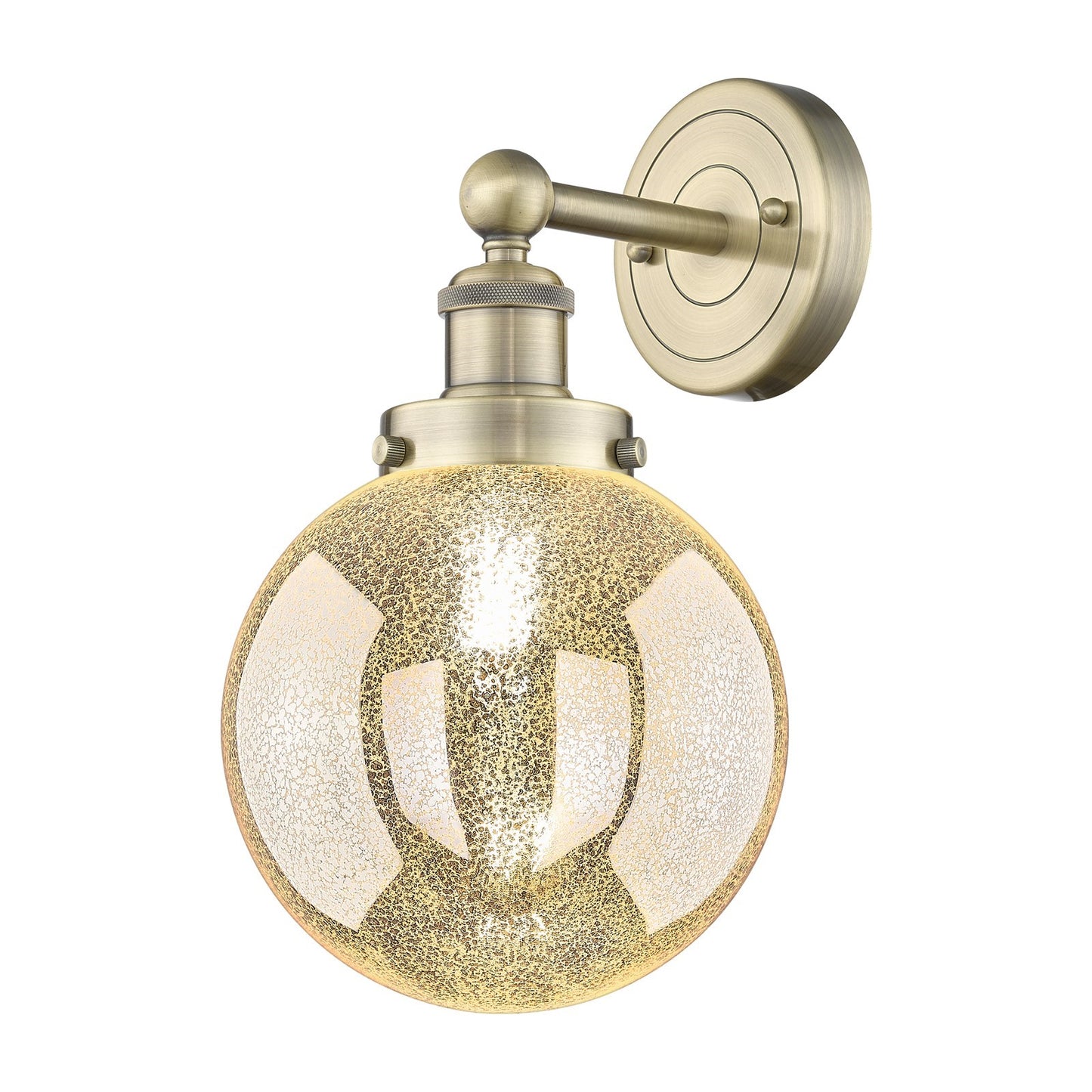 Innovations Beacon 8in 1-Light Wall Sconce | Industrial Antique Brass Steel and Mercury Glass | Hallway & Bathroom Accent | 8 x | Model 616-1W-AB-G208-8