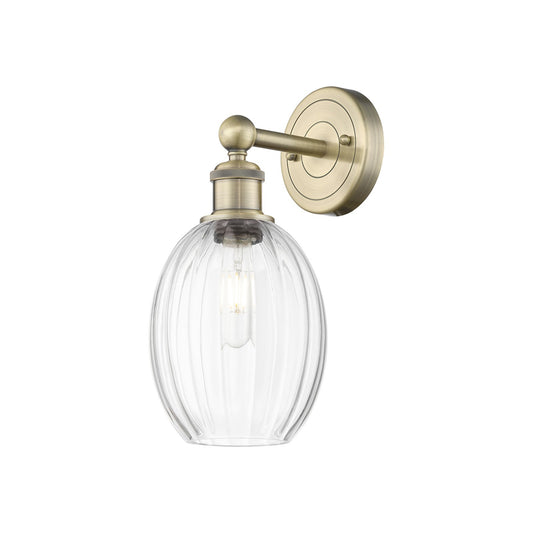 Innovations Preston Bulb 6.25in 1-Light Wall Sconce | Industrial Antique Brass Steel and Clear Glass | Bathroom & Hallway | Model 616-1W-AB-G459-6CL