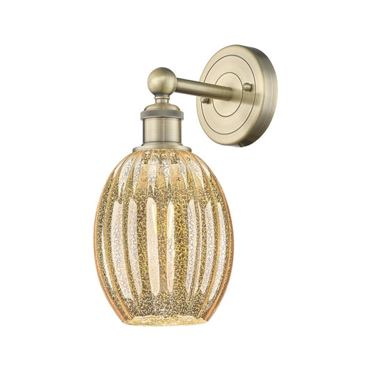 Innovations Preston Bulb 6.25in 1-Light Wall Sconce | Industrial Antique Brass Steel and Mercury Glass | Living Room & Hallway | Model 616-1W-AB-G459-6ME