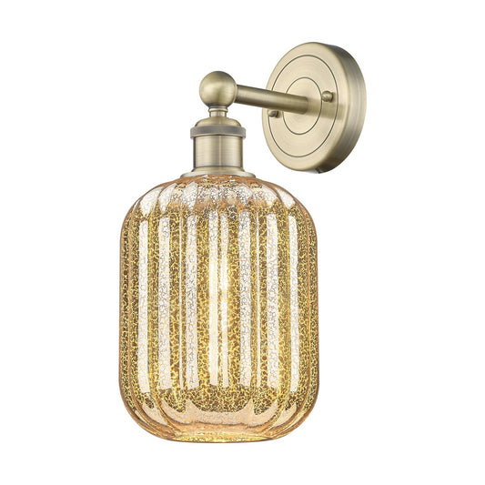 Innovations Preston Cylinder 1-Light 7in Wall Sconce | Industrial Antique Brass Steel and Mercury Glass | Living Room & Hallway | Model 616-1W-AB-G460-7ME