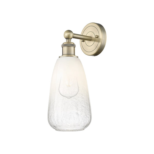 Innovations Brookhaven Almond 6in 1-Light Wall Sconce | Industrial Antique Brass Steel and Opal Glass | Damp-Rated Bathroom & | Model 616-1W-AB-G480-6OP