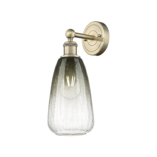 Innovations Brookhaven Almond 6in 1-Light Wall Sconce | Industrial Antique Brass Steel and Slate Glass | Bedroom & Hallway | Model 616-1W-AB-G480-6SL
