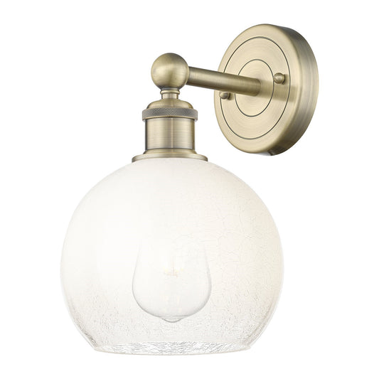 Innovations Brookhaven Globe 8in 1-Light Wall Sconce | Industrial Antique Brass and Opal Glass | Bathroom & Hallway Accent | Model 616-1W-AB-G483-8OP