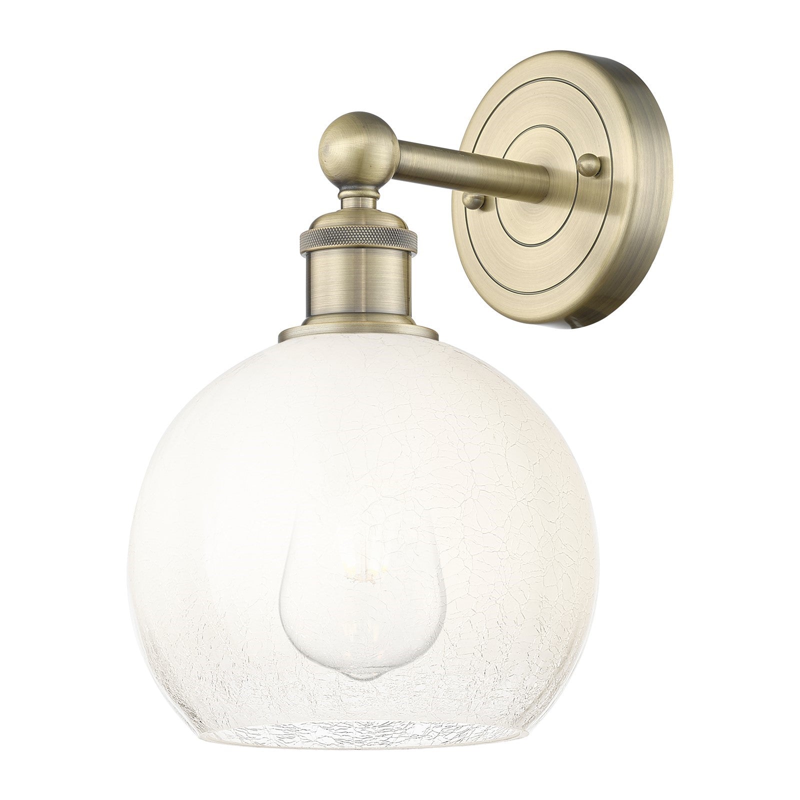 Innovations Brookhaven Globe 8in 1-Light Wall Sconce | Industrial Antique Brass and Opal Glass | Bathroom & Hallway Accent | Model 616-1W-AB-G483-8OP