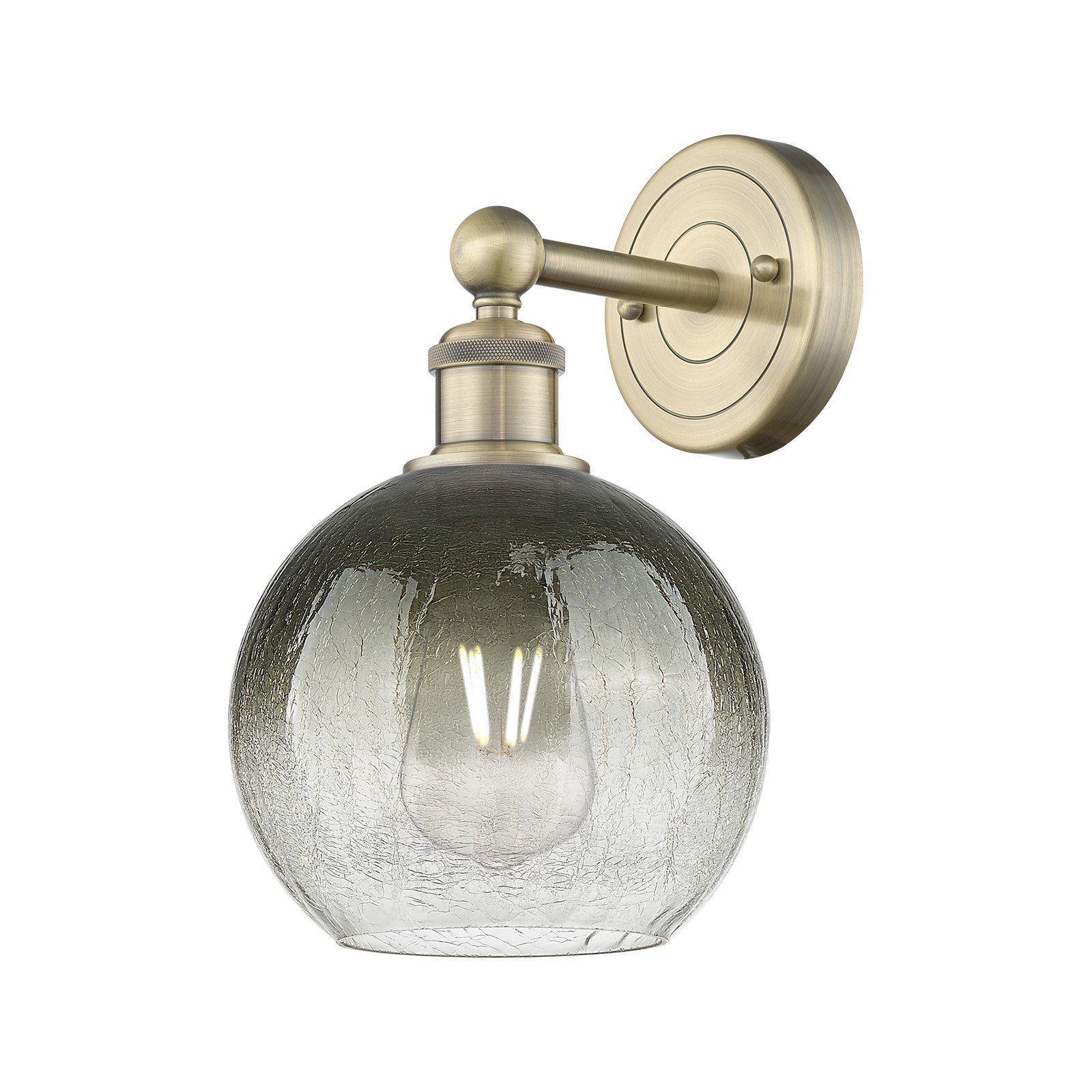 Innovations Brookhaven Globe 8in 1-Light Wall Sconce | Industrial Antique Brass Steel and Slate Glass | Bathroom & Hallway | Model 616-1W-AB-G483-8SL