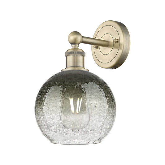 Innovations Brookhaven Globe 8in 1-Light Wall Sconce | Industrial Antique Brass Steel and Slate Glass | Bathroom & Hallway | Model 616-1W-AB-G483-8SL