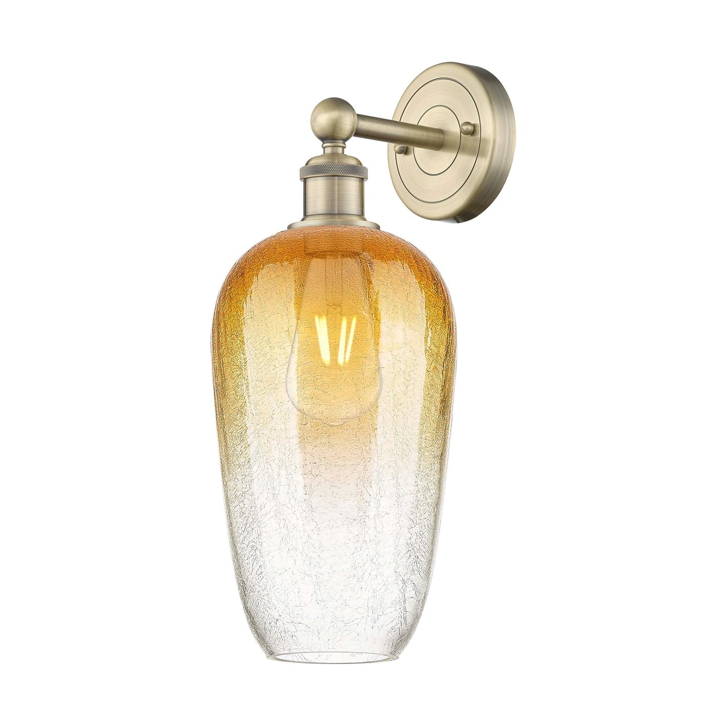 Innovations Brookhaven Flute 7in 1-Light Wall Sconce | Industrial Antique Brass Steel and Amber Glass | Bathroom & Hallway | Model 616-1W-AB-G484-7AM