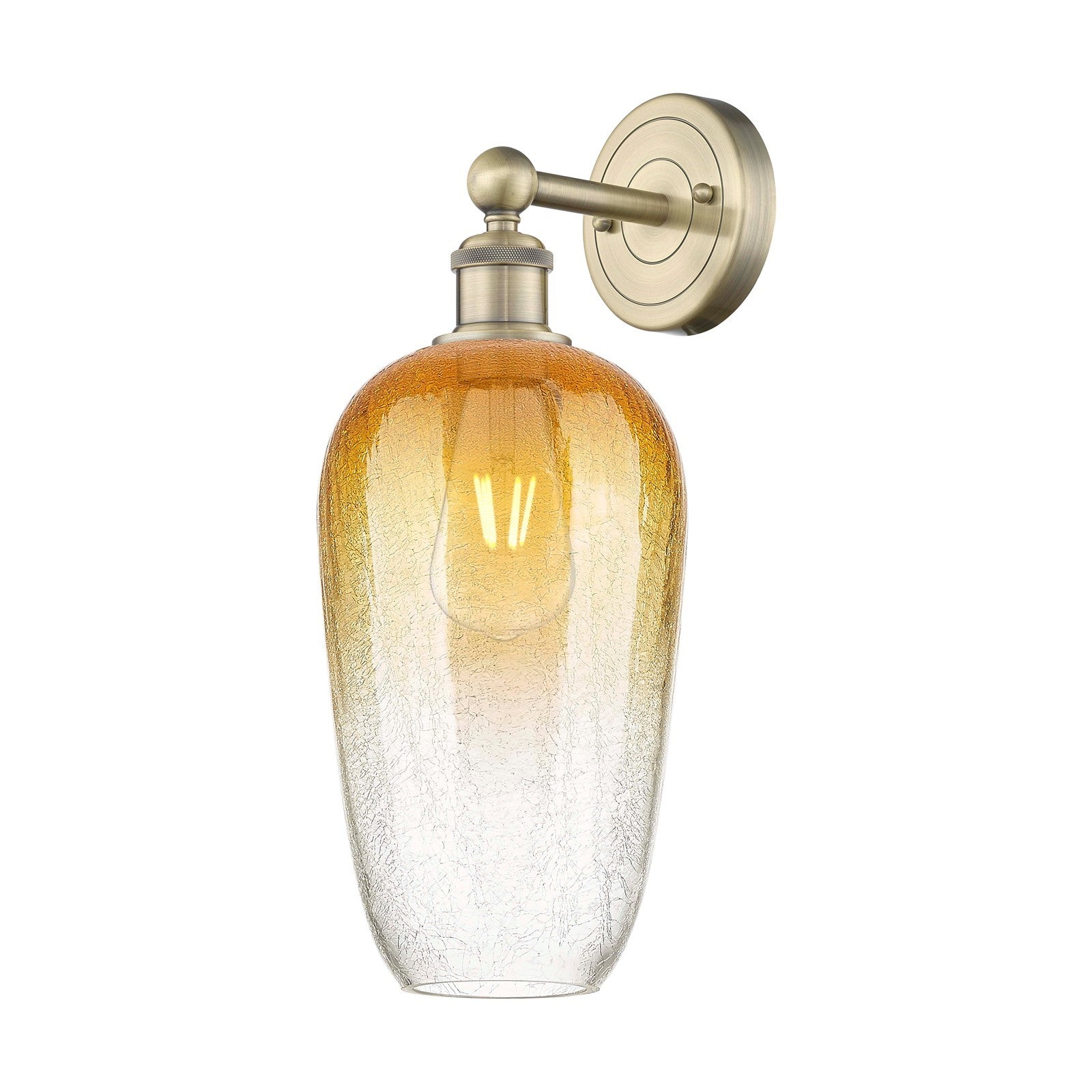 Innovations Brookhaven Flute 7in 1-Light Wall Sconce | Industrial Antique Brass Steel and Amber Glass | Bathroom & Hallway | Model 616-1W-AB-G484-7AM