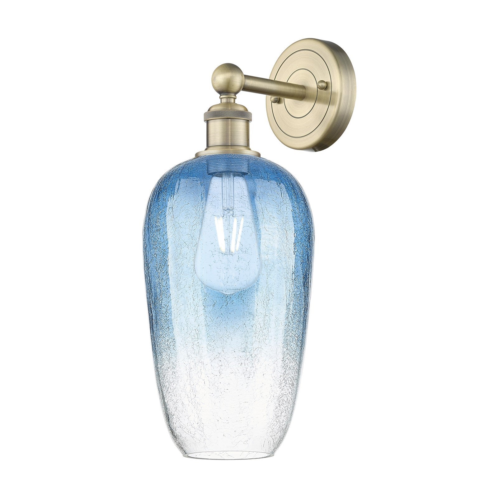 Innovations Brookhaven Flute 7in 1-Light Wall Sconce | Industrial Antique Brass and Sapphire Blue Glass | Bathroom & Hallway | Model 616-1W-AB-G484-7SB