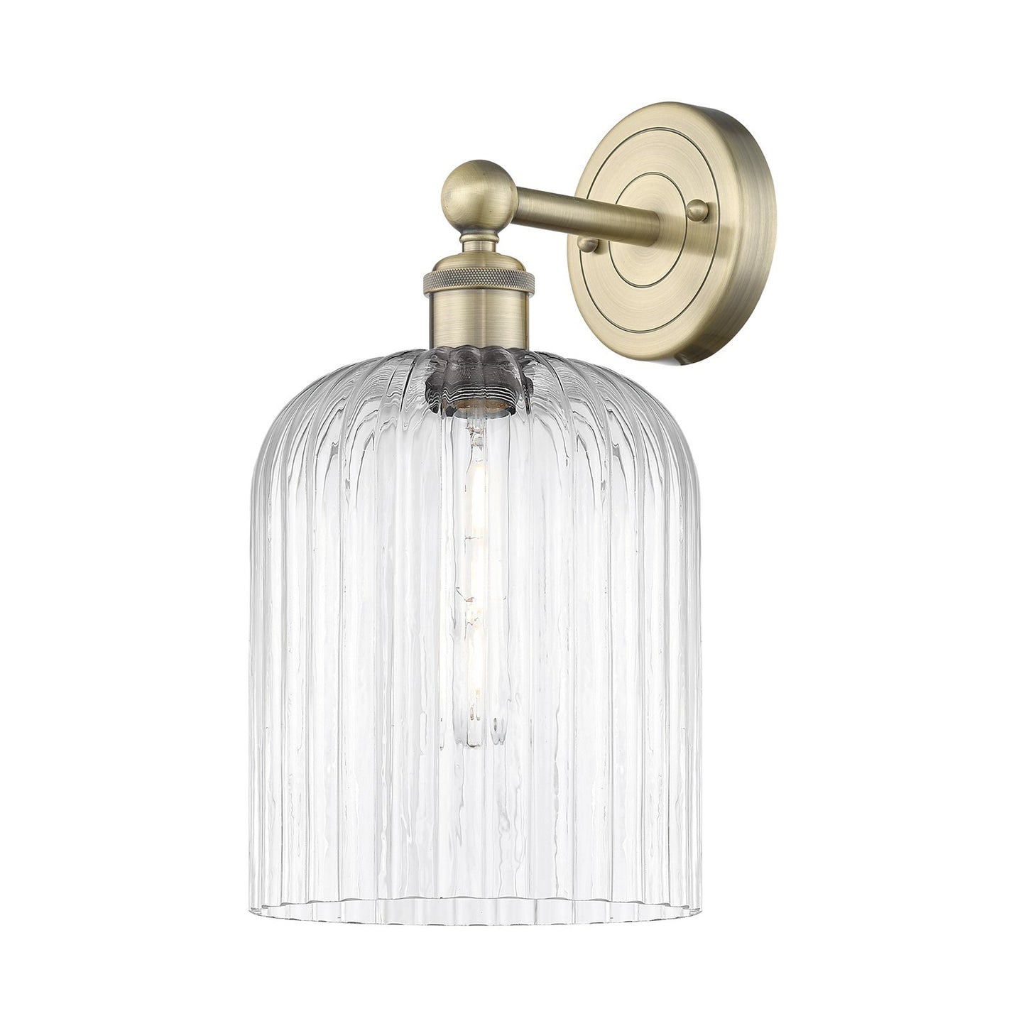 Innovations Bridal Veil 5in 1-Light Wall Sconce | Industrial Art Nouveau Antique Brass and Clear Ribbed Glass | Bathroom & | Model 616-1W-AB-G559-8CL