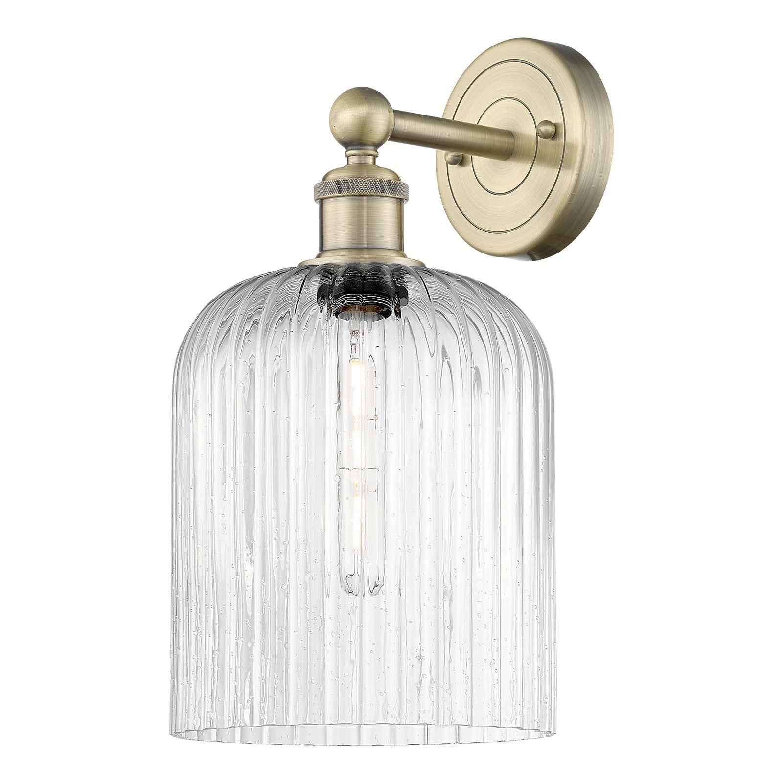 Innovations Bridal Veil 1-Light 5in Wall Sconce | Art Nouveau Antique Brass Steel and Seedy Ribbed Glass | Bathroom & Hallway | Model 616-1W-AB-G559-8SDY