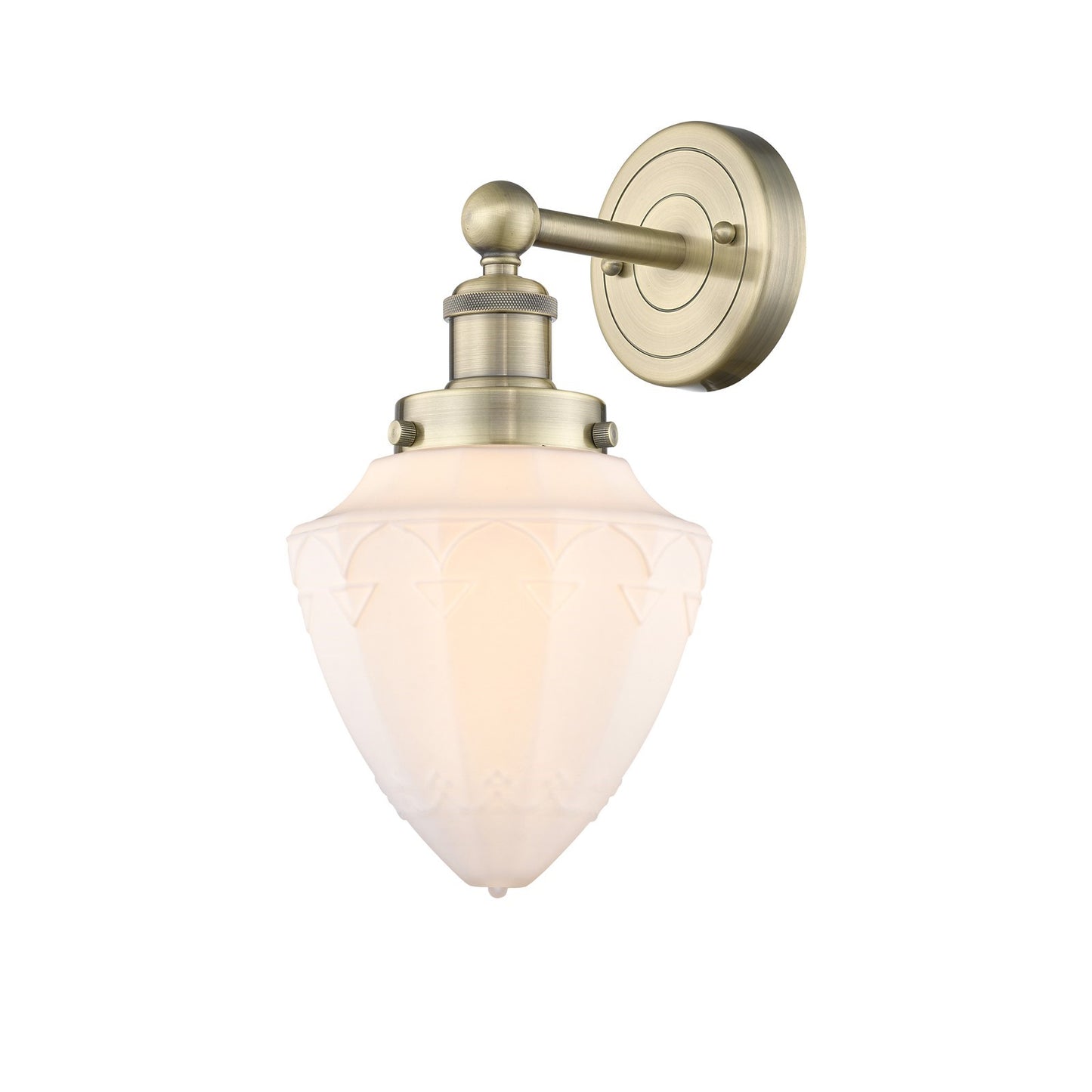 Innovations Bullet 7in 1-Light Wall Sconce | Industrial Antique Brass and Matte White Frosted Glass | Bathroom & Hallway Accent | Model 616-1W-AB-G661-7