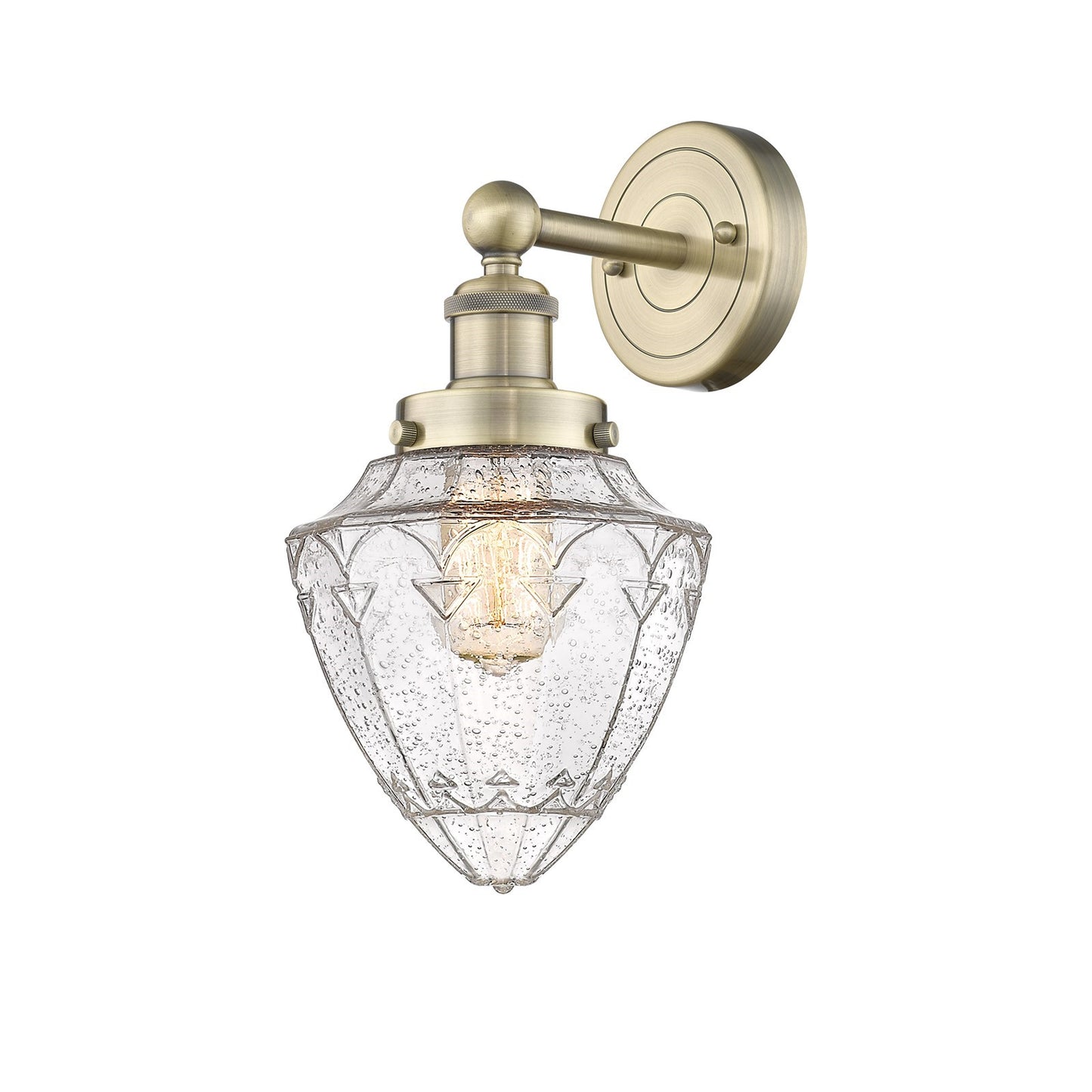 Innovations Bullet 7in 1-Light Wall Sconce | Industrial Antique Brass and Seedy Glass | Living Room & Hallway Accent | 7 x 13.25 | Model 616-1W-AB-G664-7