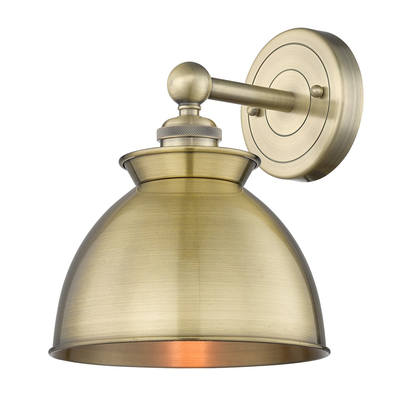Innovations Adirondack 8.25in 1-Light Wall Sconce | Industrial Antique Brass Steel and Antique Brass Metal Shade | Hallway & | Model 616-1W-AB-M14-AB