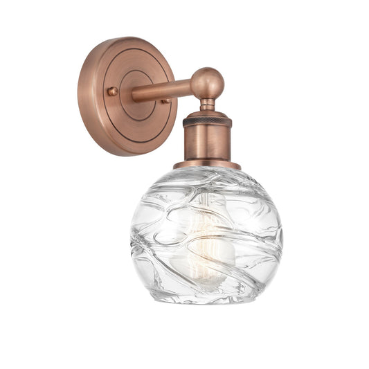 Innovations Athens Deco Swirl 6in 1-Light Wall Sconce | Industrial Antique Copper Steel and Clear Glass | Bathroom & Hallway | Model 616-1W-AC-G1213-6CL
