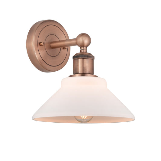 Innovations Orwell 1-Light 8.38in Wall Sconce | Industrial Antique Copper Steel and Matte White Glass | Hallway & Bathroom Accent | Model 616-1W-AC-G131