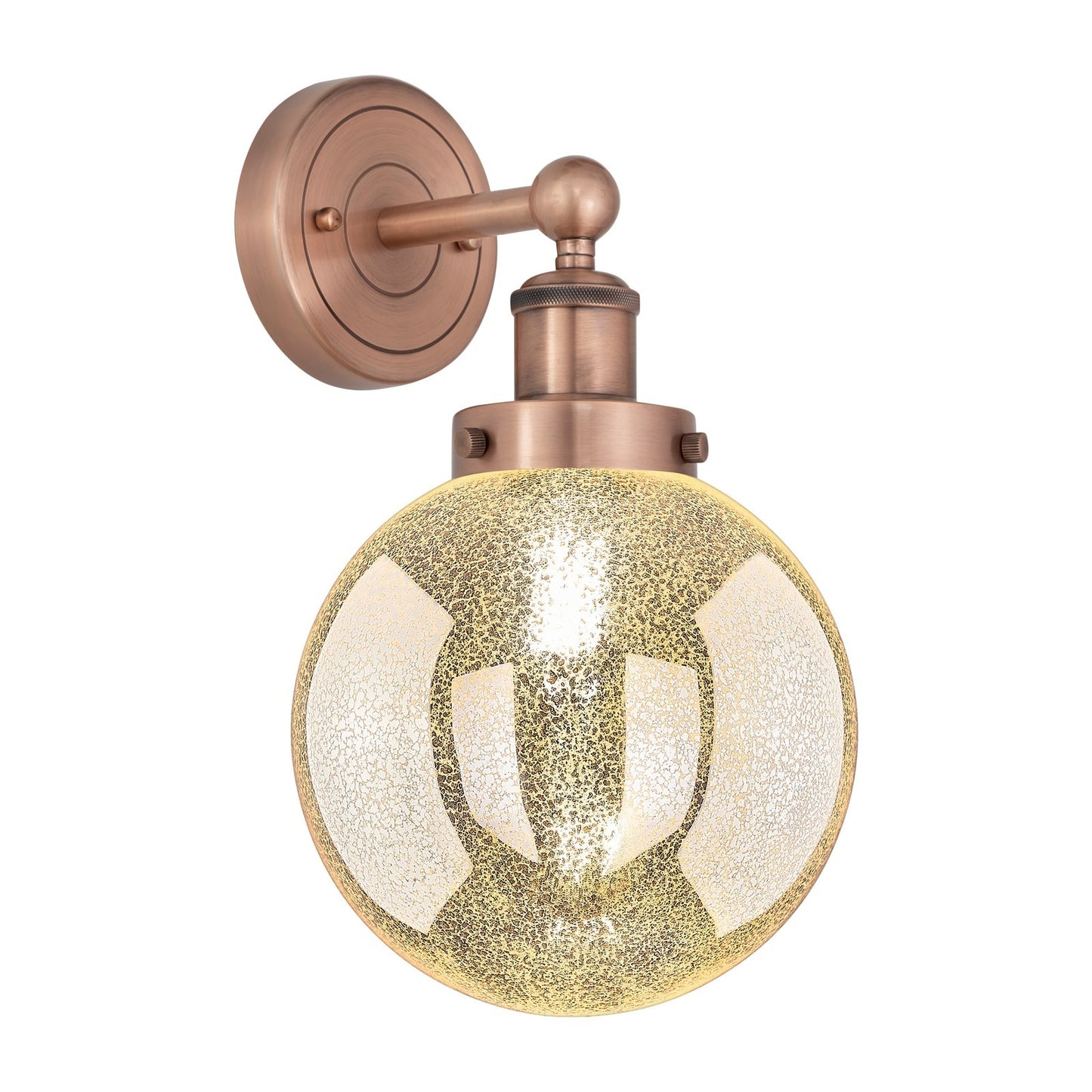 Innovations Beacon 8in 1-Light Wall Sconce | Industrial Antique Copper Steel and Mercury Glass | Bathroom & Hallway Accent | 8 x | Model 616-1W-AC-G208-8