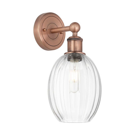Innovations Preston Bulb 6.25in 1-Light Wall Sconce | Industrial Antique Copper Steel and Clear Glass | Bathroom & Hallway | Model 616-1W-AC-G459-6CL