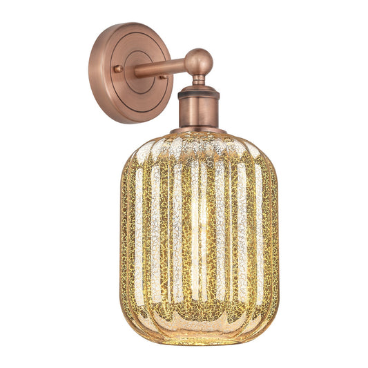 Innovations Preston Cylinder 6.75in 1-Light Wall Sconce | Industrial Antique Copper Steel and Mercury Glass | Hallway & | Model 616-1W-AC-G460-7ME