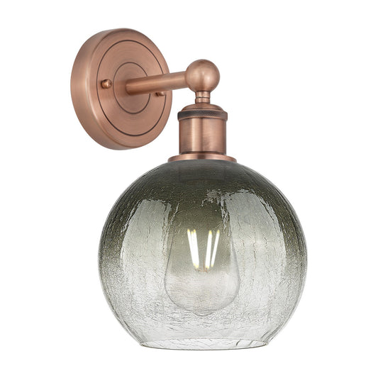 Innovations Brookhaven Globe 8in 1-Light Wall Sconce | Industrial Antique Copper Steel and Slate Glass | Bathroom & Hallway | Model 616-1W-AC-G483-8SL