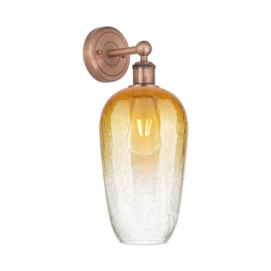 Innovations Brookhaven Flute 7in 1-Light Wall Sconce | Industrial Antique Copper Steel and Amber Glass | Entryway & Hallway | Model 616-1W-AC-G484-7AM