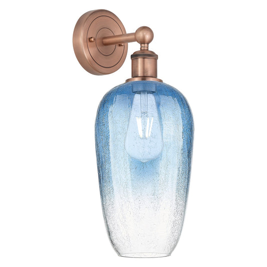 Innovations Brookhaven Flute 7in 1-Light Wall Sconce | Industrial Antique Copper Steel and Sapphire Blue Glass | Bathroom & | Model 616-1W-AC-G484-7SB