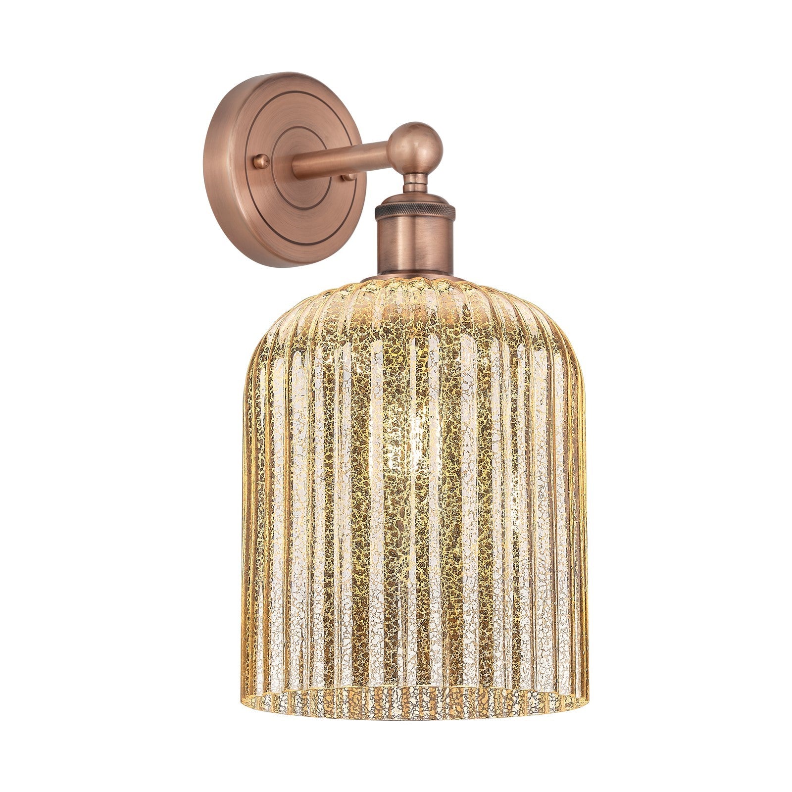 Innovations Bridal Veil 5in 1-Light Wall Sconce | Art Nouveau Antique Copper Steel and Mercury Ribbed Glass | Bathroom & | Model 616-1W-AC-G559-8ME