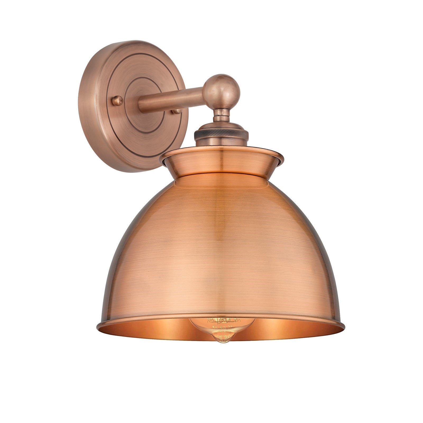 Innovations Adirondack 8.25in 1-Light Wall Sconce | Industrial Antique Copper Steel and Antique Copper Metal Shade | Damp Rated | Model 616-1W-AC-M14-AC
