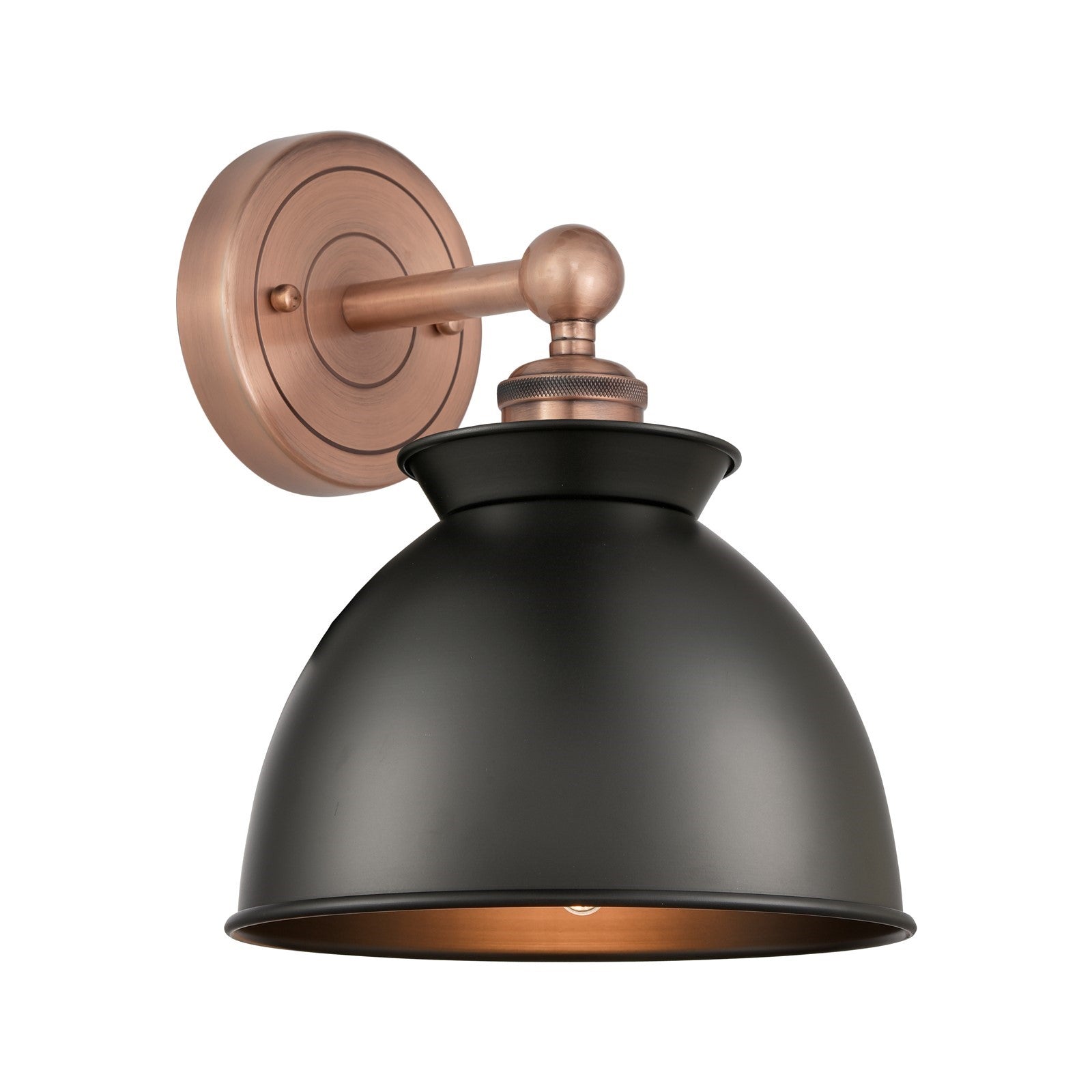 Innovations Adirondack 8.25in 1-Light Wall Sconce | Industrial Antique Copper and Matte Black Metal | Damp Rated Hallway & | Model 616-1W-AC-M14-BK