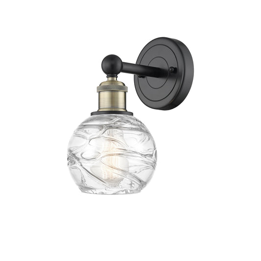 Innovations Athens Deco Swirl 6in 1-Light Wall Sconce | Industrial Black Antique Brass and Clear Glass | Damp-Rated Bathroom | Model 616-1W-BAB-G1213-6CL