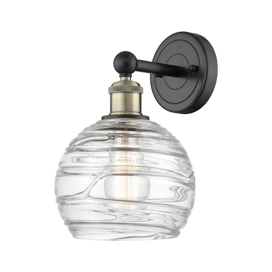 Innovations Athens Deco Swirl 8in 1-Light Wall Sconce | Industrial Black Antique Brass and Clear Glass | Bathroom & Hallway | Model 616-1W-BAB-G1213-8CL