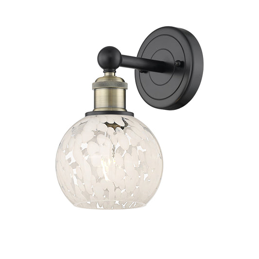 Innovations Lighting White Mouchette 6in 1-Light Wall Sconce | Art Nouveau Black Antique Brass and White Glass | Kitchen & | Model 616-1W-BAB-G1216-6WM