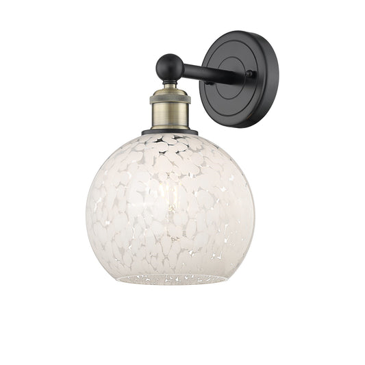 Innovations Lighting Ballston 8in 1-Light Wall Sconce | Art Nouveau Black Antique Brass and White Mouchette Glass | Bedroom & | Model 616-1W-BAB-G1216-8WM
