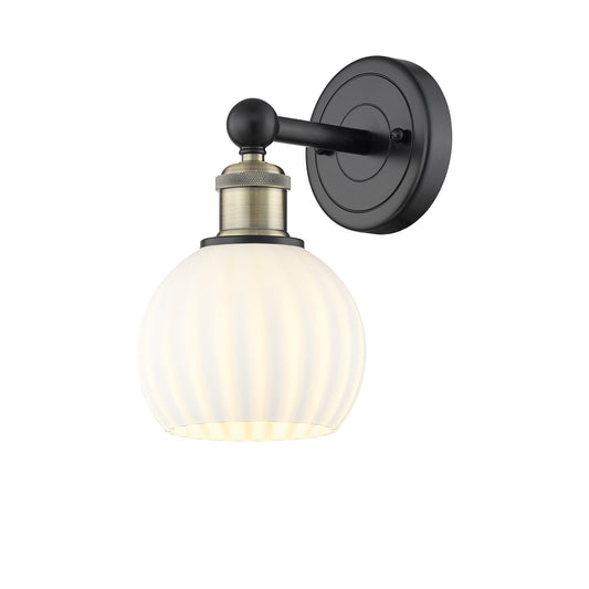 Innovations White Venetian 6in 1-Light Wall Sconce | Art Nouveau Black Antique Brass and White Venetian Glass | Bedroom & | Model 616-1W-BAB-G1217-6WV