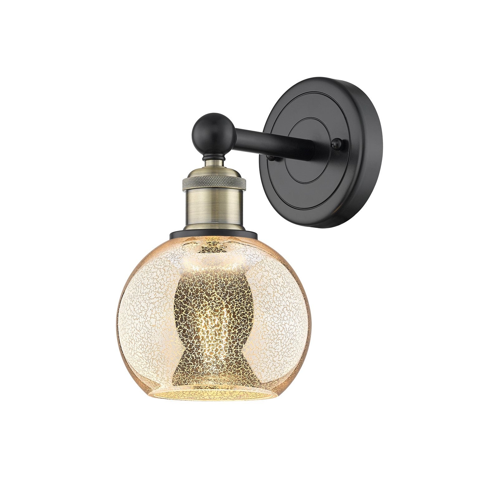 Innovations Athens 6in 1-Light Wall Sconce | Industrial Black Antique Brass and Mercury Glass | Bathroom & Hallway Accent | 5.88 | Model 616-1W-BAB-G128-6