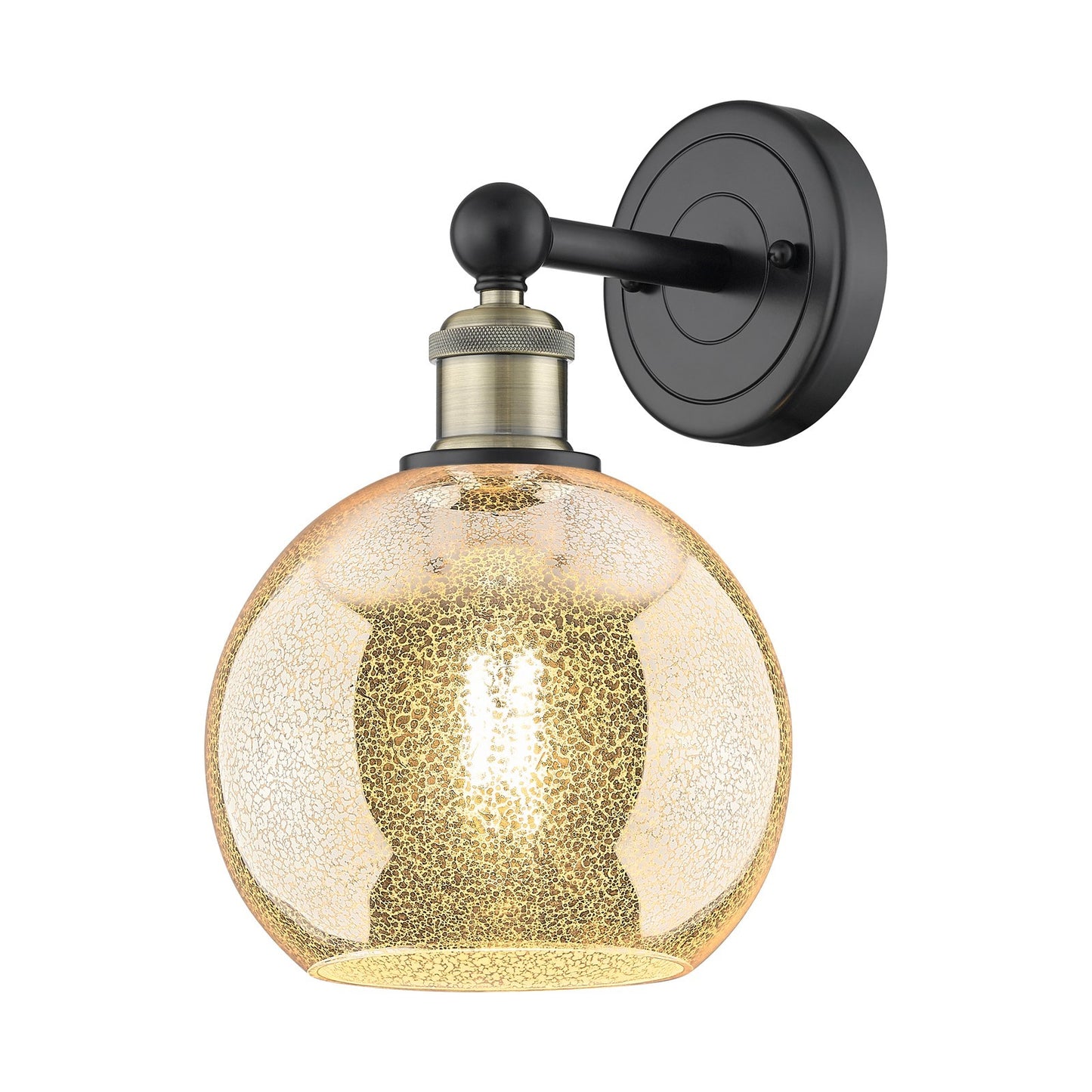 Innovations Athens 8in 1-Light Wall Sconce | Industrial Black Antique Brass and Mercury Glass | Bathroom & Hallway Accent Light | Model 616-1W-BAB-G128-8