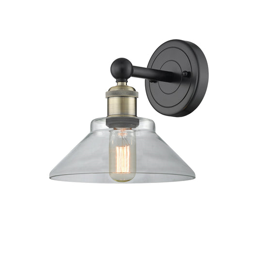 Innovations Orwell 1-Light Wall Sconce | Industrial Matte Black Antique Brass and Clear Glass | Hallway & Bathroom Accent | 8.38 x | Model 616-1W-BAB-G132