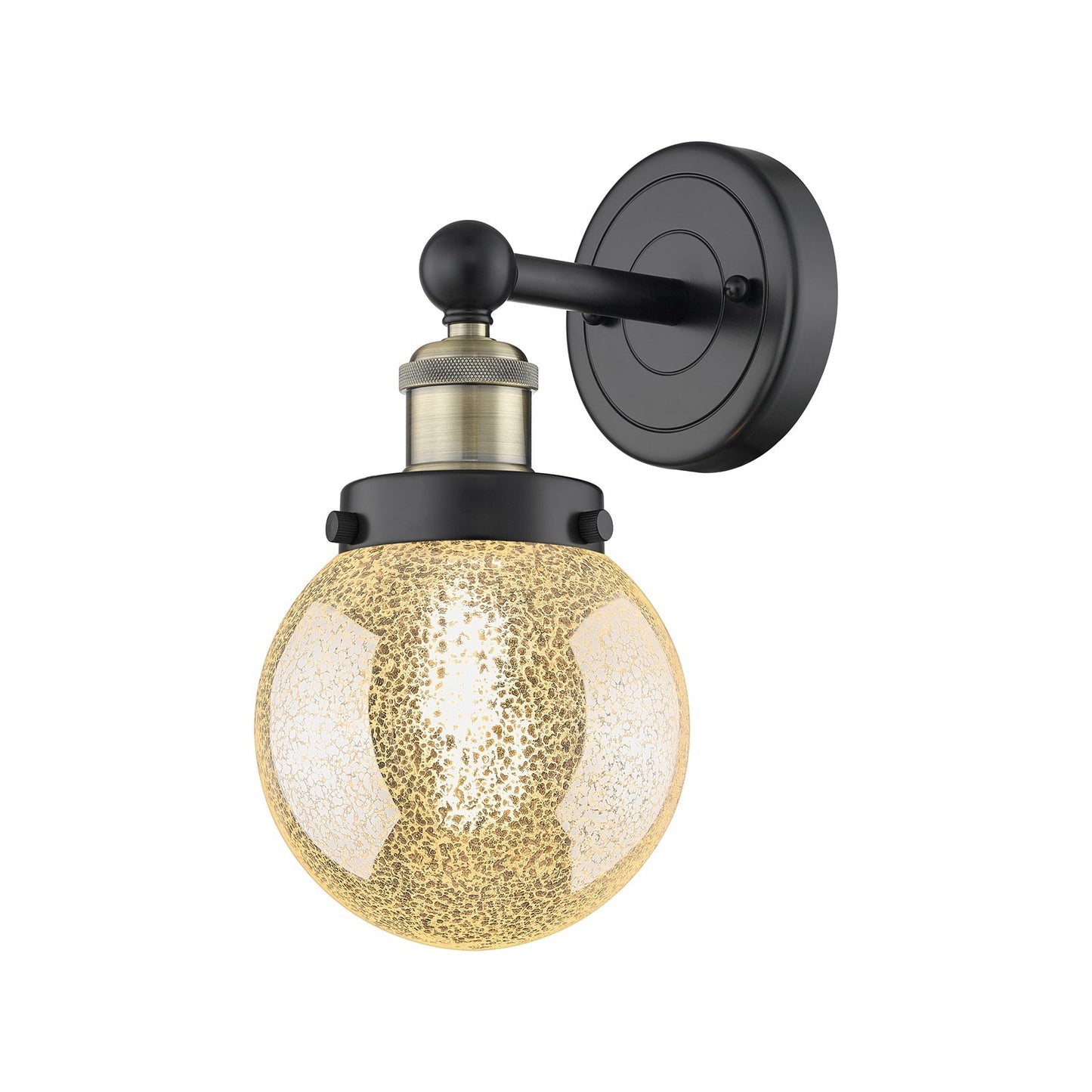 Innovations Beacon 6in 1-Light Wall Sconce | Industrial Black Antique Brass and Mercury Glass | Bathroom & Hallway Accent | 6 x | Model 616-1W-BAB-G208-6