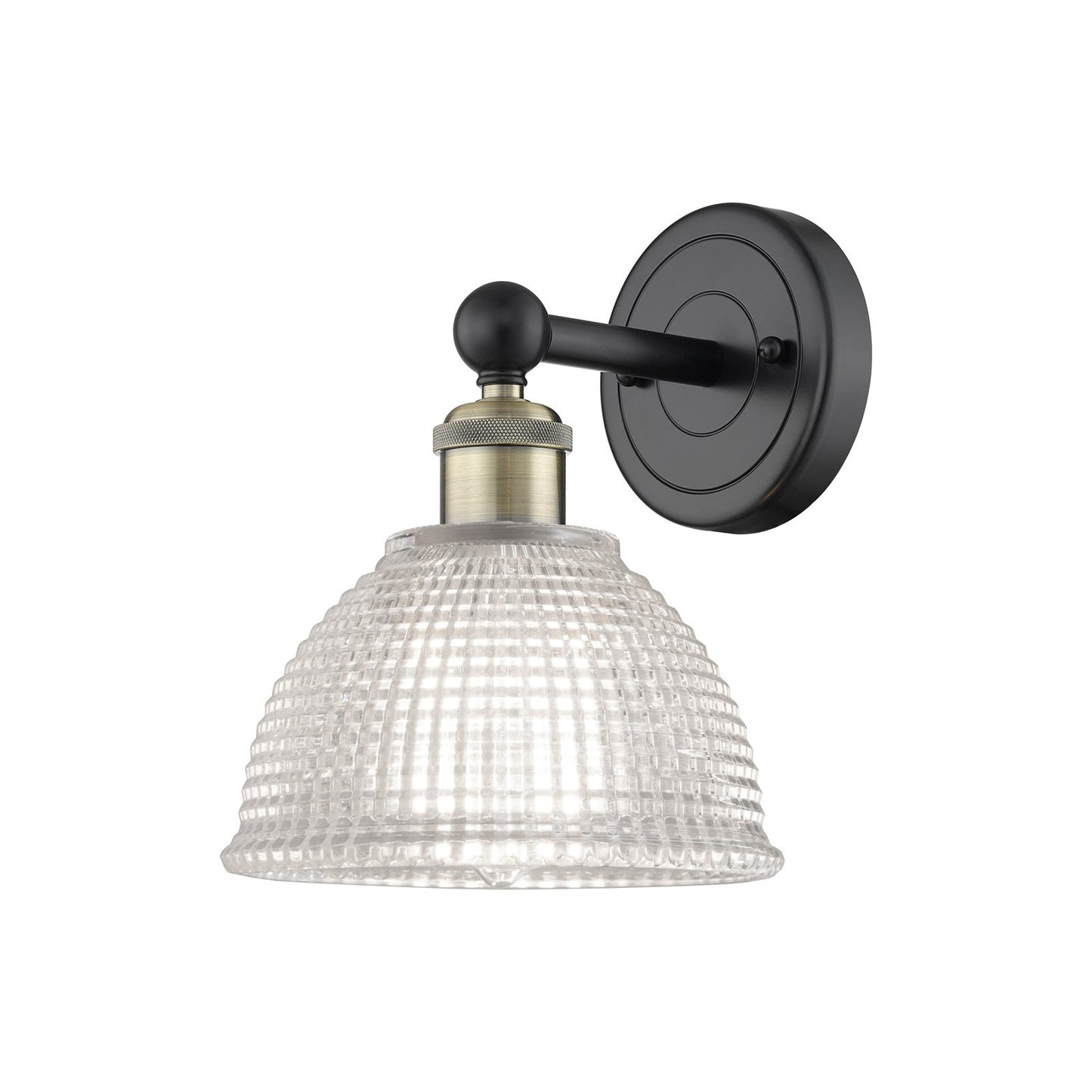 Innovations Arietta 8in 1-Light Wall Sconce | Industrial Black Antique Brass Steel and Clear Glass | Bathroom & Hallway Accent | 8 | Model 616-1W-BAB-G422