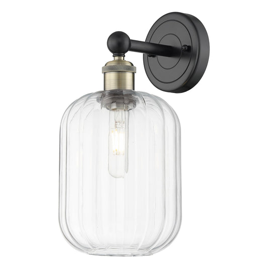Innovations Preston Cylinder 7in 1-Light Wall Sconce | Industrial Black Antique Brass and Clear Glass | Hallway & Bathroom | Model 616-1W-BAB-G460-7CL