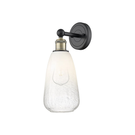 Innovations Brookhaven Almond 6in 1-Light Wall Sconce | Industrial Black Antique Brass and Opal Glass | Bathroom & Hallway | Model 616-1W-BAB-G480-6OP