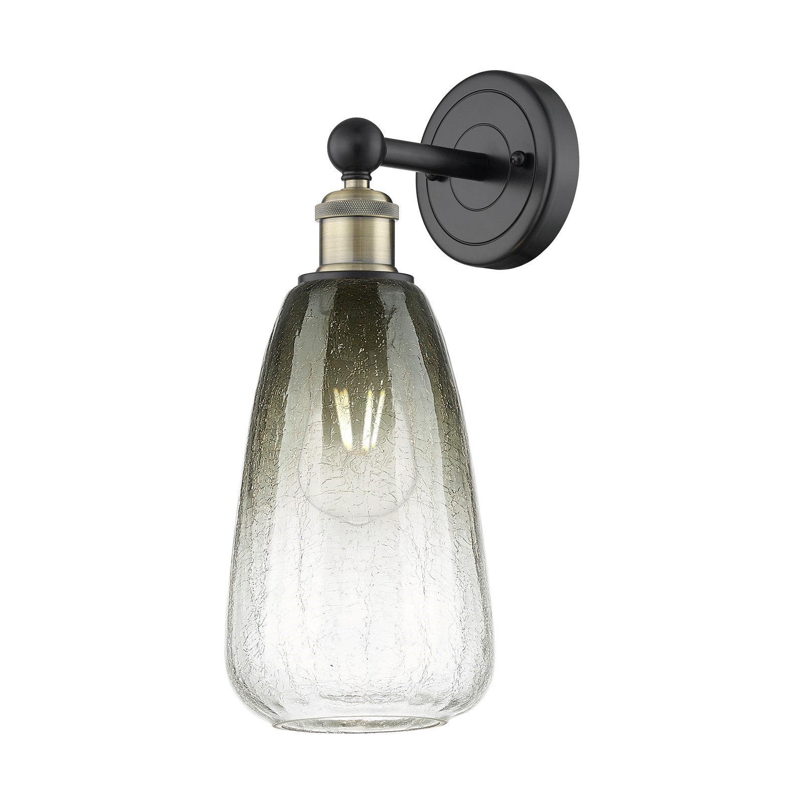 Innovations Brookhaven Almond 6in 1-Light Wall Sconce | Industrial Black Antique Brass and Slate Glass | Bathroom & Hallway | Model 616-1W-BAB-G480-6SL