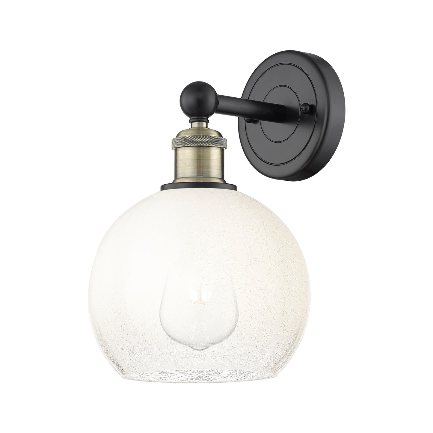 Innovations Brookhaven Globe 8in 1-Light Wall Sconce | Industrial Black Antique Brass Steel and Opal Glass | Hallway & | Model 616-1W-BAB-G483-8OP