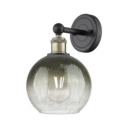 Innovations Brookhaven Globe 1-Light Wall Sconce | Industrial Black Antique Brass Steel and Slate Glass | Hallway & Bathroom | Model 616-1W-BAB-G483-8SL