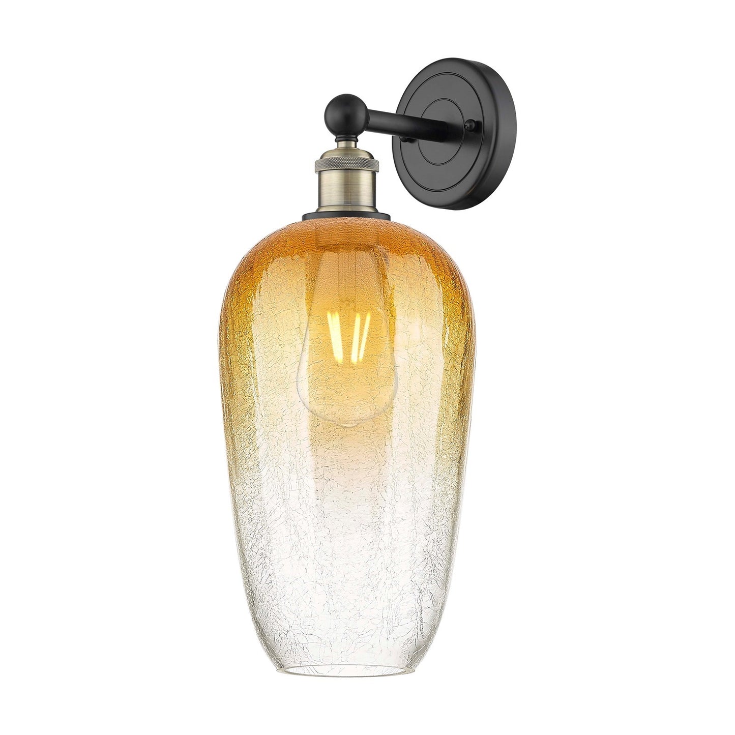 Innovations Brookhaven Flute 7in 1-Light Wall Sconce | Industrial Black Antique Brass Steel and Amber Glass | Bedroom & | Model 616-1W-BAB-G484-7AM