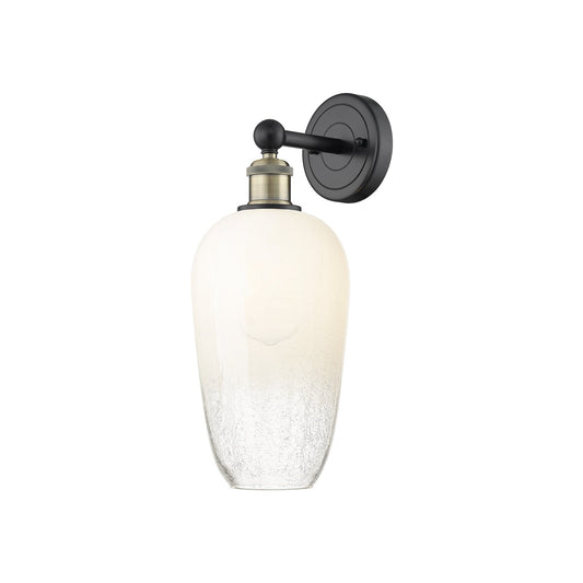 Innovations Brookhaven Flute 7in 1-Light Wall Sconce | Industrial Black Antique Brass and Opal Glass | Bathroom & Hallway | Model 616-1W-BAB-G484-7OP
