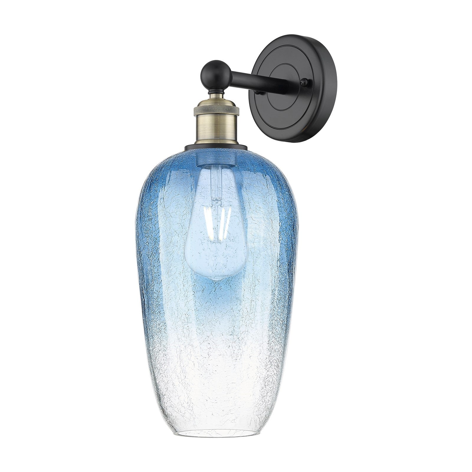 Innovations Brookhaven Flute 7in 1-Light Wall Sconce | Industrial Black Antique Brass Steel and Sapphire Blue Glass | Bathroom | Model 616-1W-BAB-G484-7SB